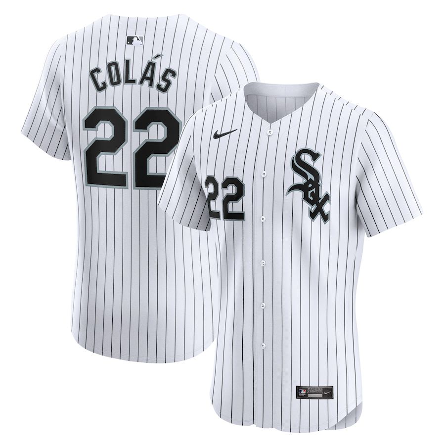 Men Chicago White Sox 22 Oscar Colas Nike White Home Elite Player MLB Jersey